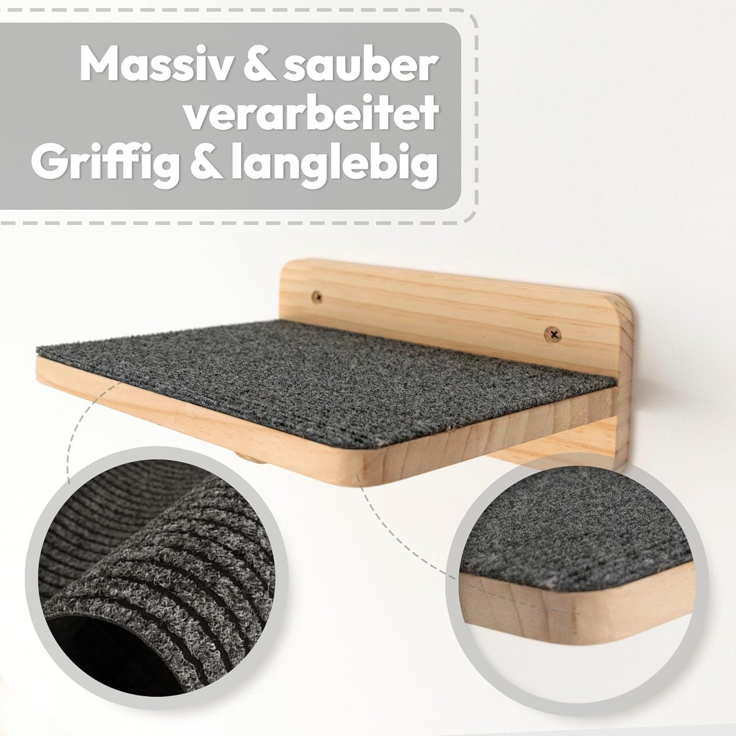 3-teiliges Katzen-Kletterwand-Set, 3-teilig Beige