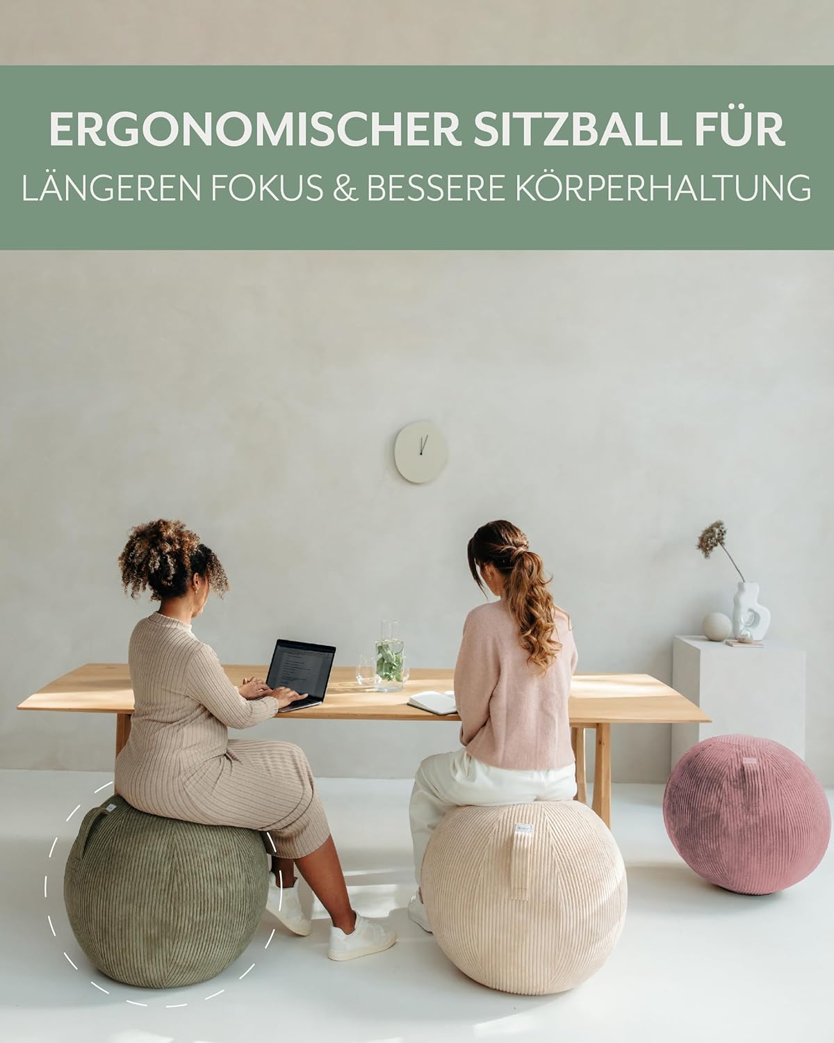 Ergonomischer Sitzball mit Tragegriff, 65 cm, Rosewood 60 - 65cm