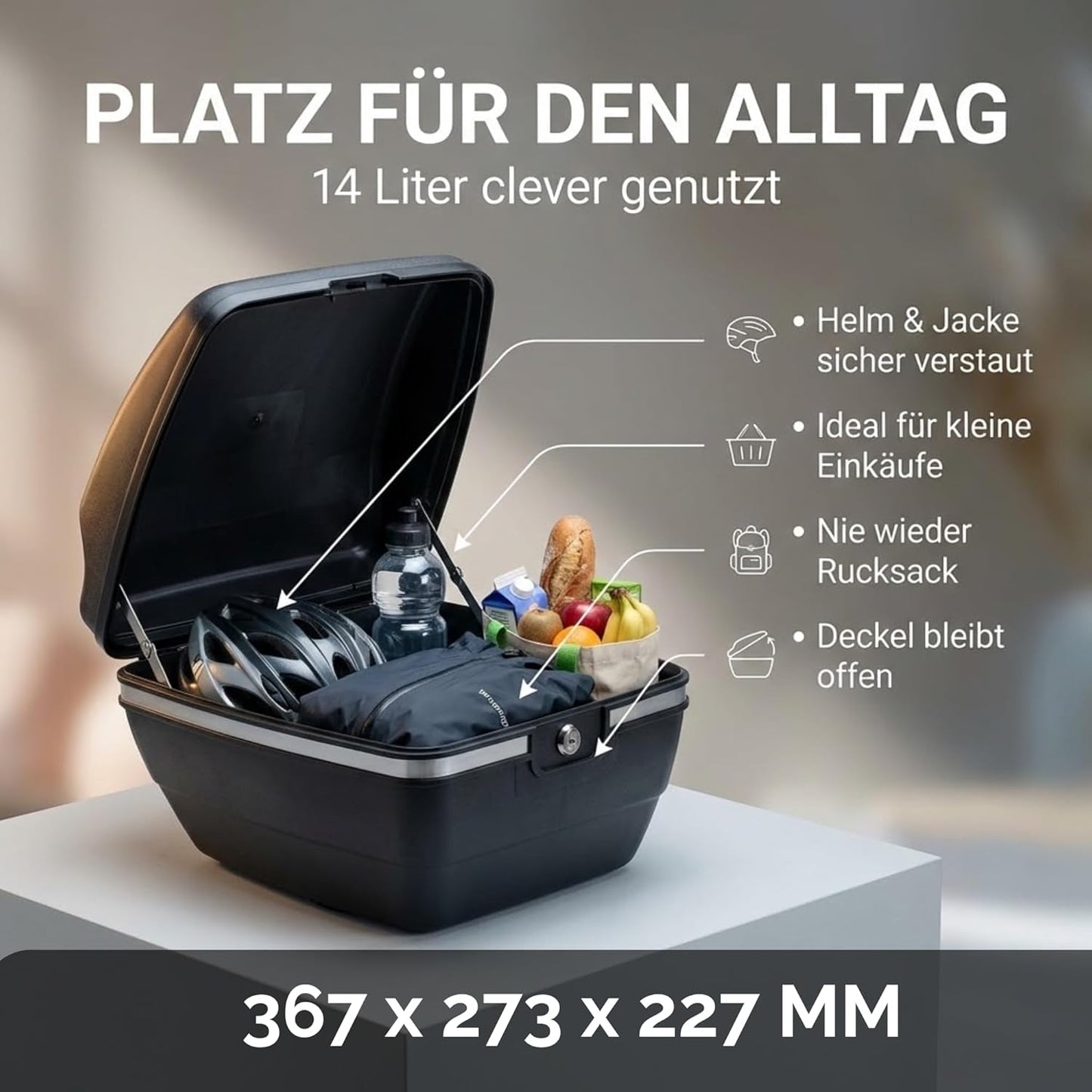 2-teiliges Touring-Tresor Fahrradkoffer-Set, abschliessbar & wasserdicht, Schwarz 2er Set
