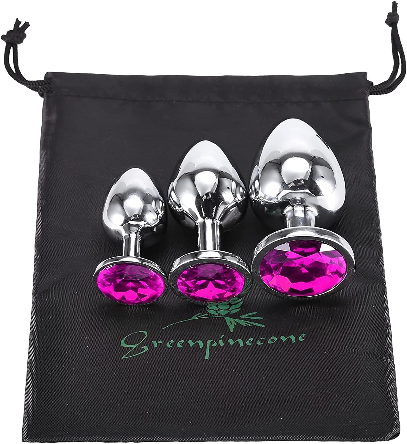 3-teiliges Analplug Set mit Kristall, Dunkellila