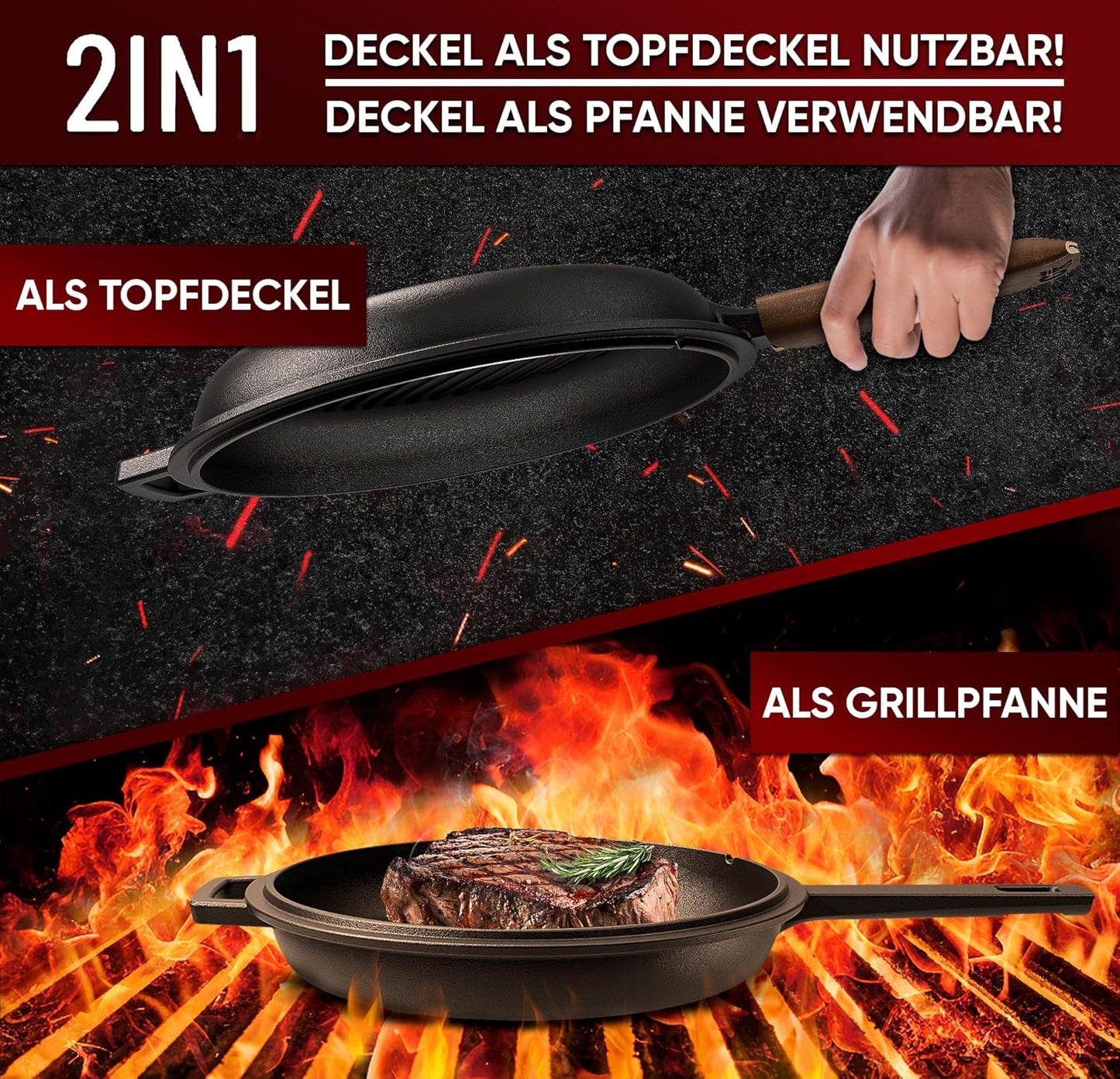 Dutch Oven Set, 2in1 Pfanne