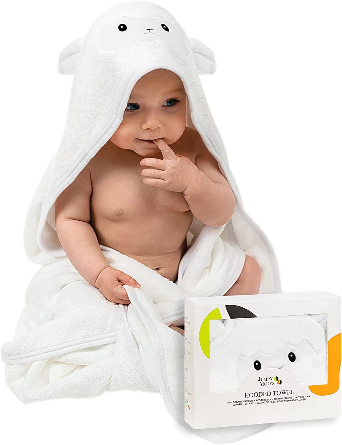 Baby Kapuzenhandtuch-Set und Waschlappen, Lamm, Lamm