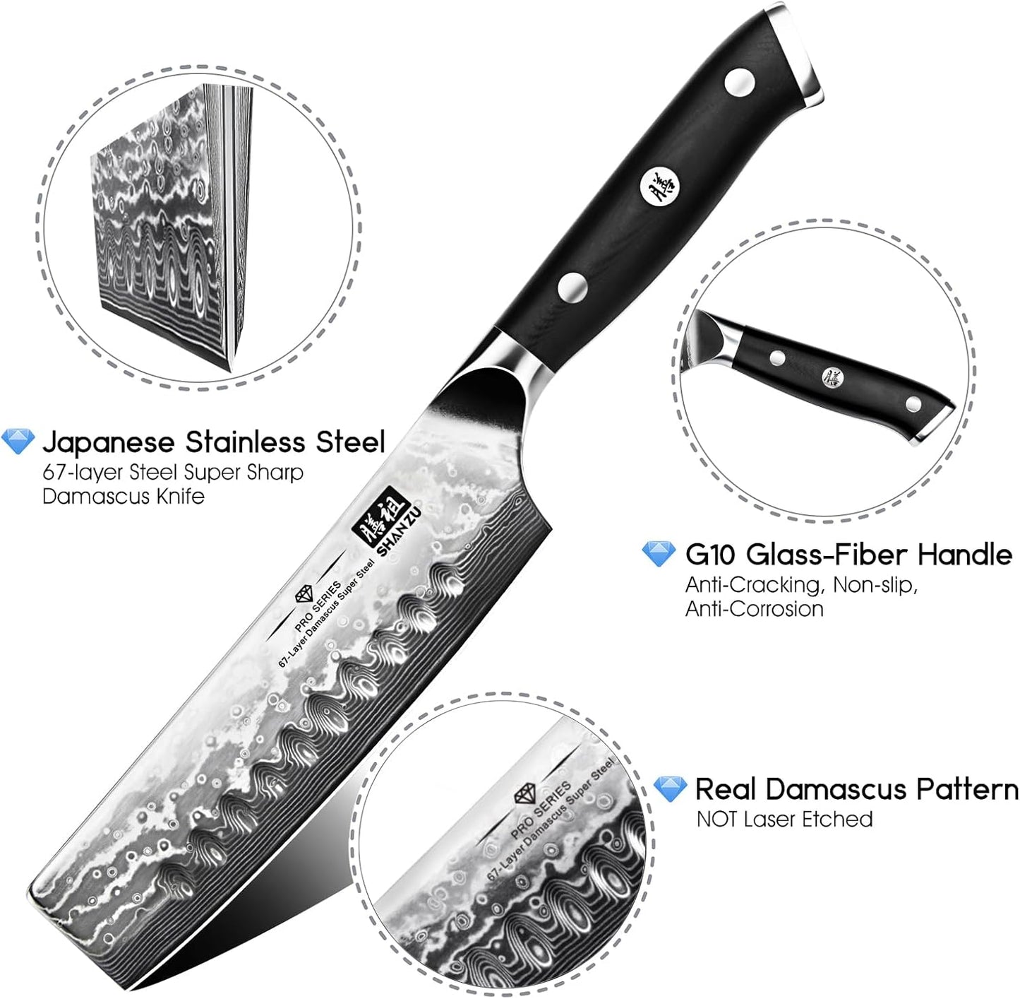 ‎SZPCS-2017-013 Nakirimesser, Damast-Nakiri-Messer