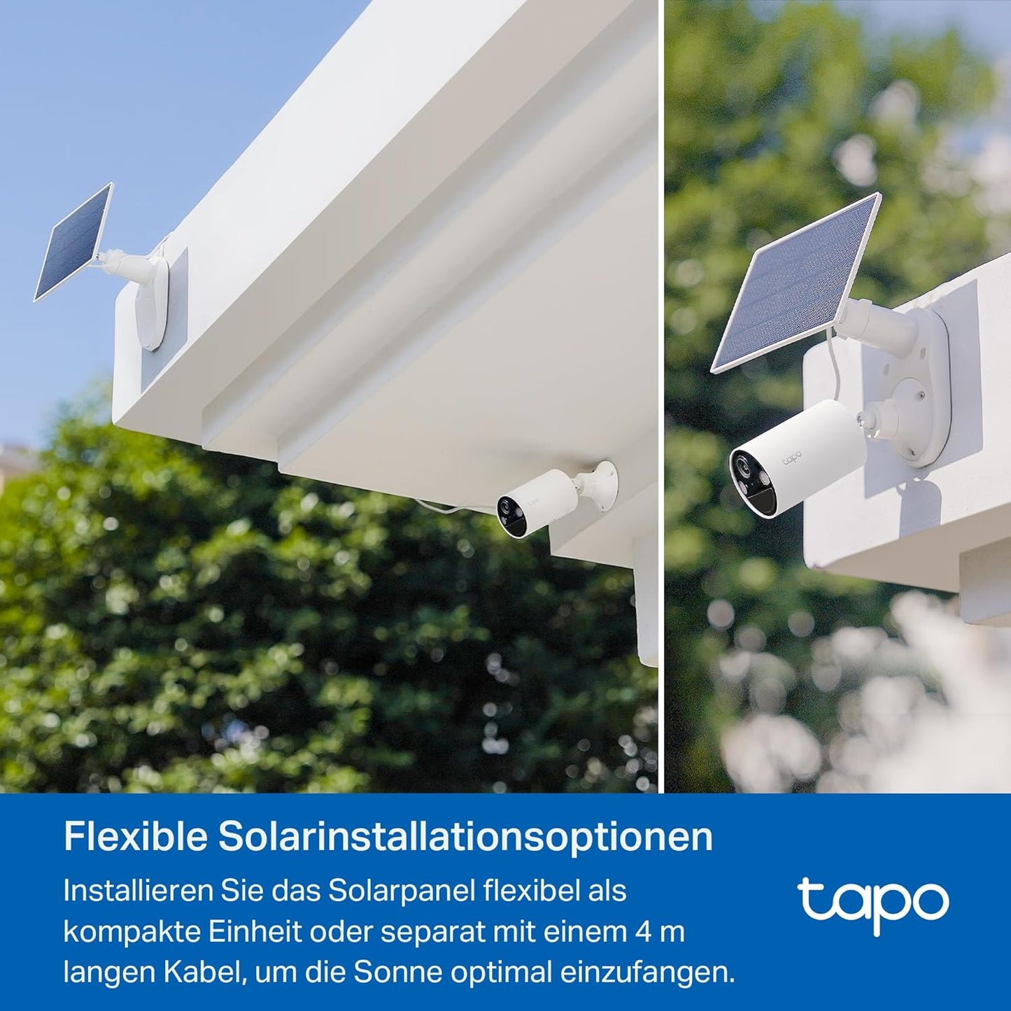 C410 Solar Überwachungskamera mit Akku und Nachtsicht, Solar Aussenkamera Akku