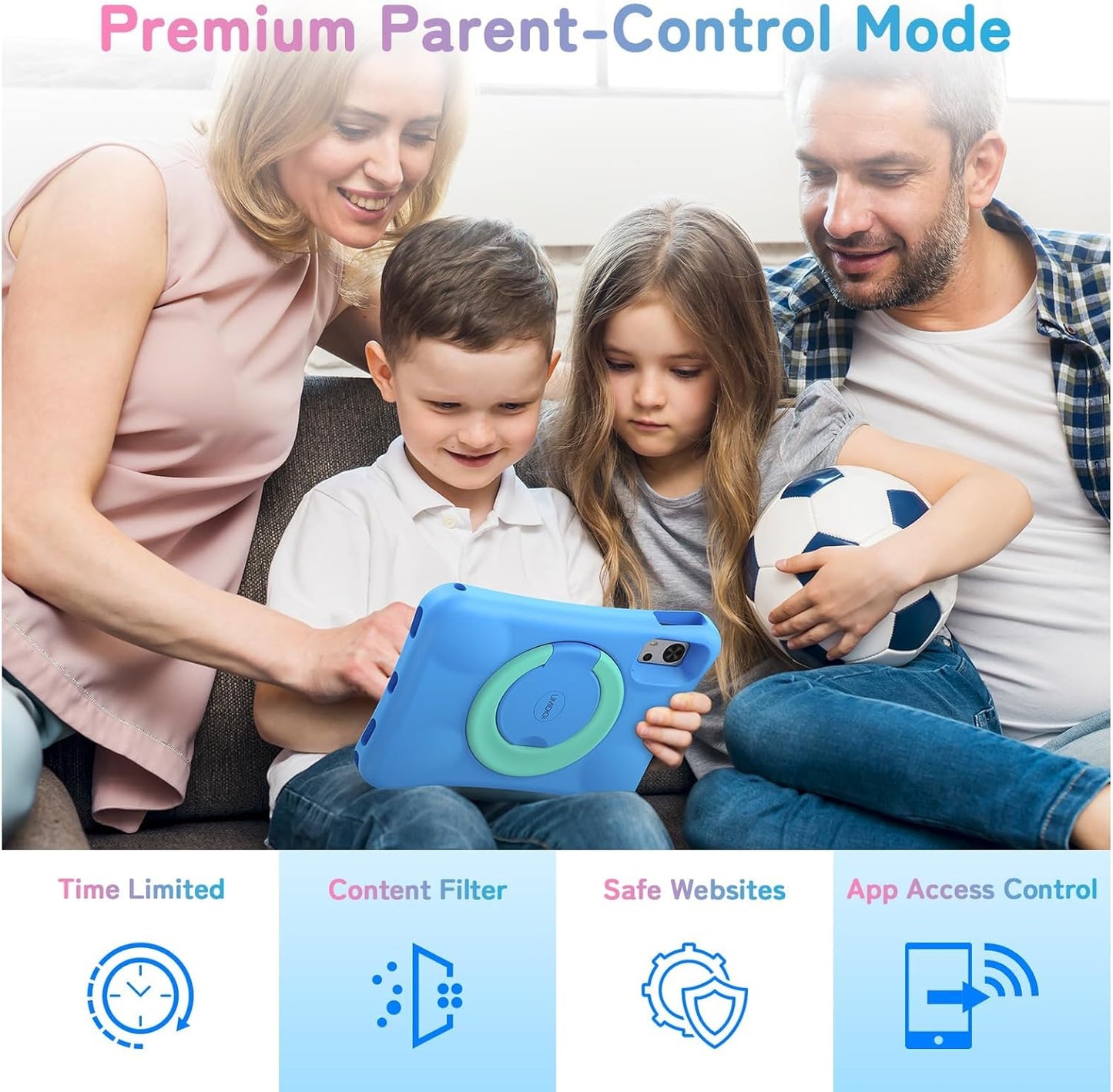 Kinder-Tablet mit Elterlicher Kontrolle, blau