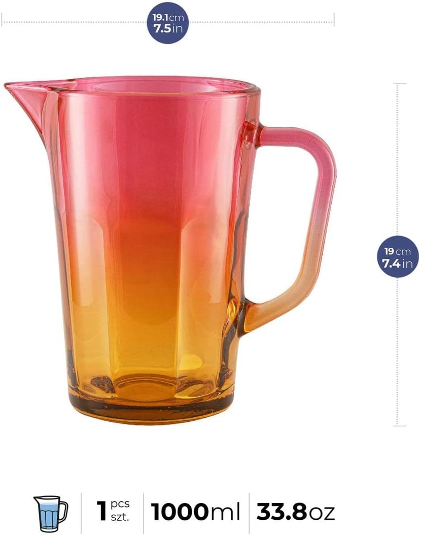 Gigi Magical Sunrise Wasserkaraffe mit Griff, Orange Rosa