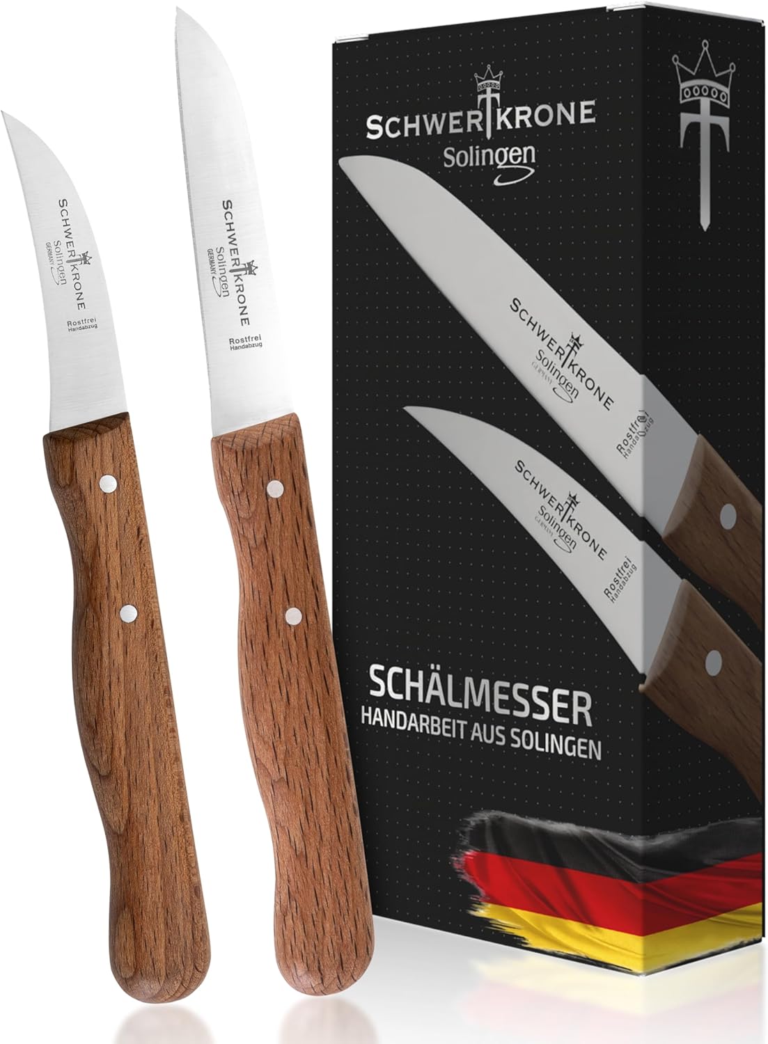 Premium Schälmesser-Set (gebogen & gerade), 2 2,5" / 3" gebogen - gerade