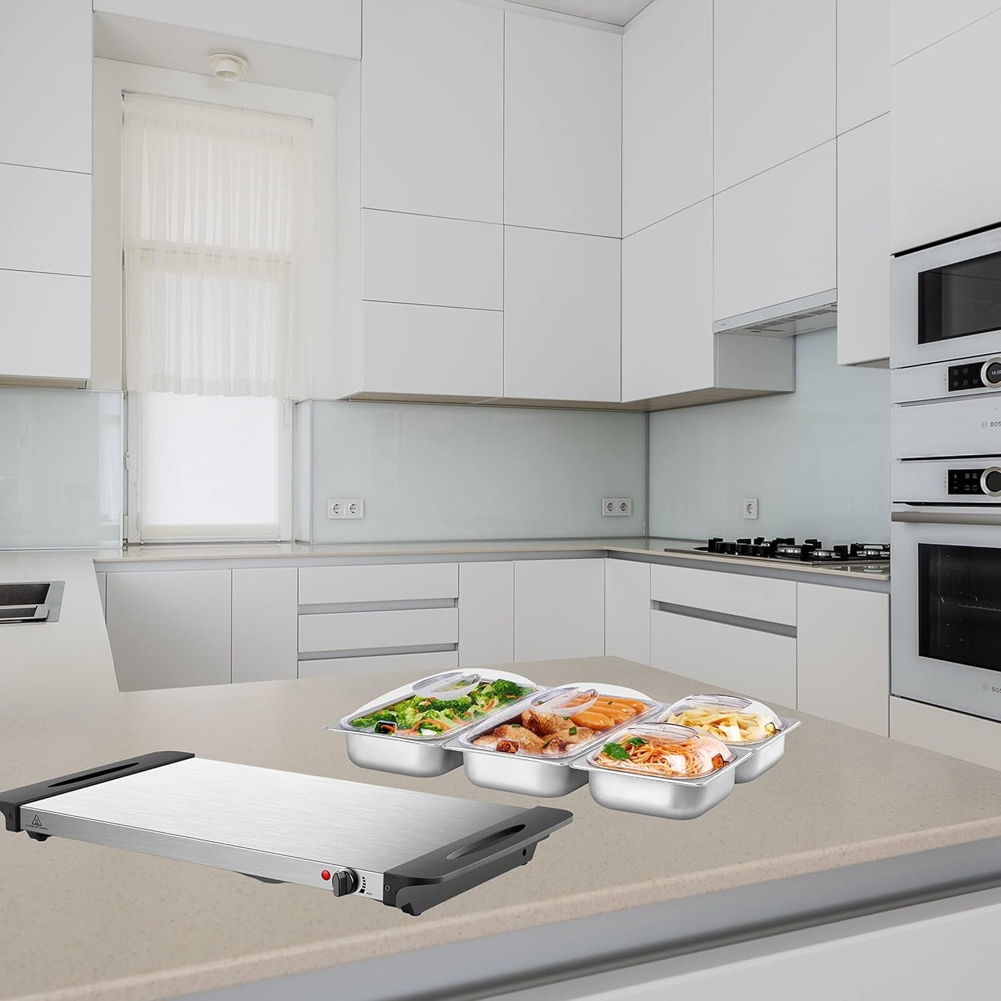 Buffetwärmer mit 4 Speisebehältern