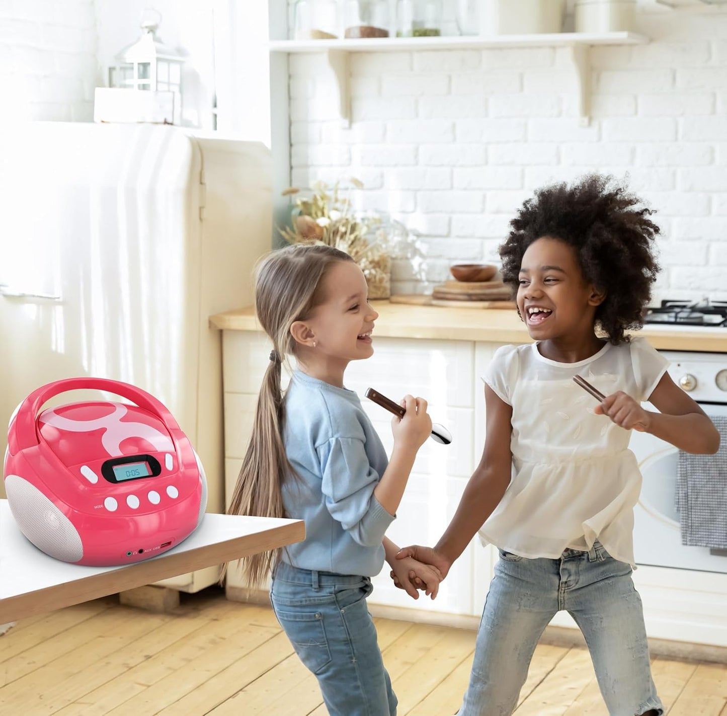 Tragbarer CD-/MP3-Player für Kinder mit USB-Port, Gulli Rosa
