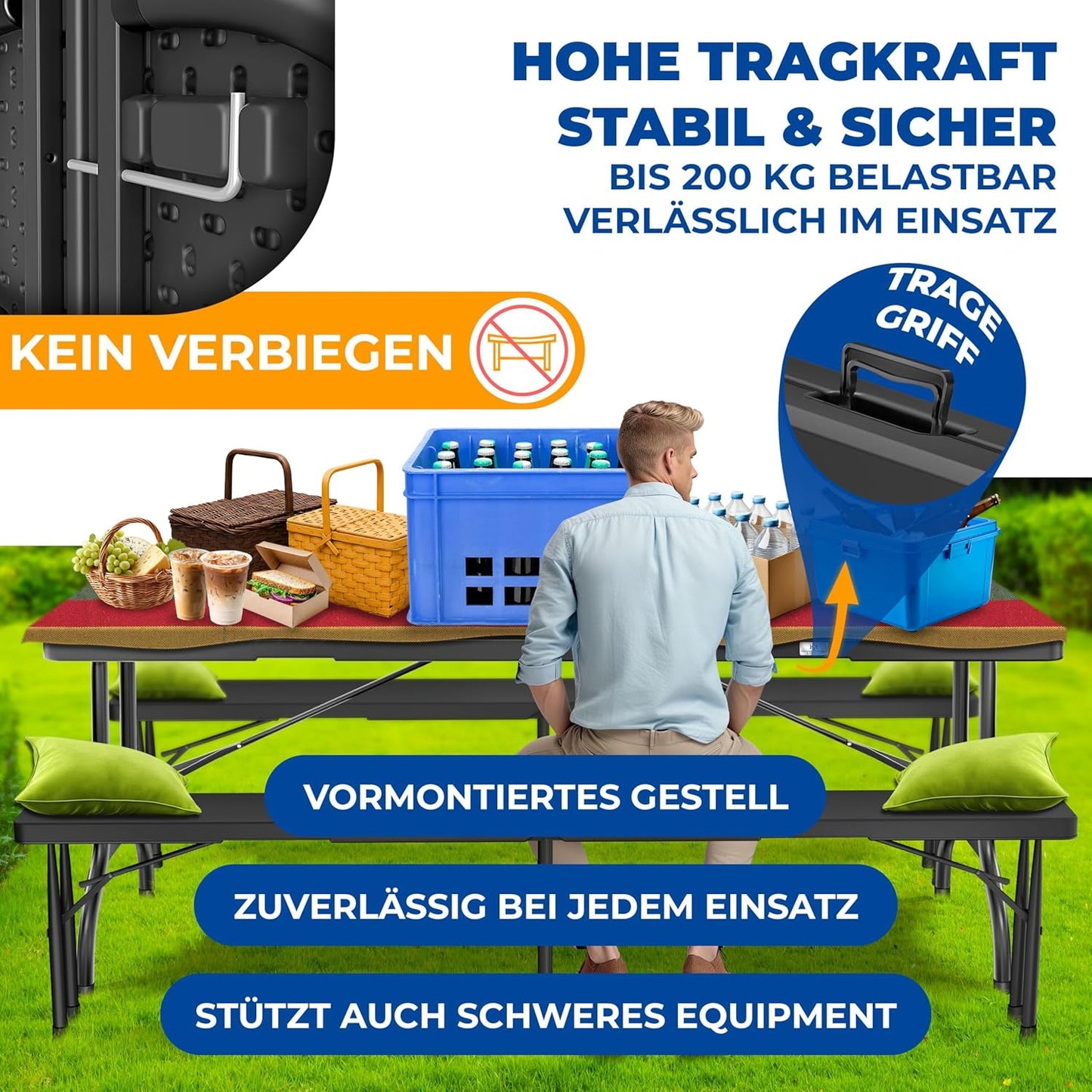 Klappbarer Buffettisch, Anthrazit 220 Cm