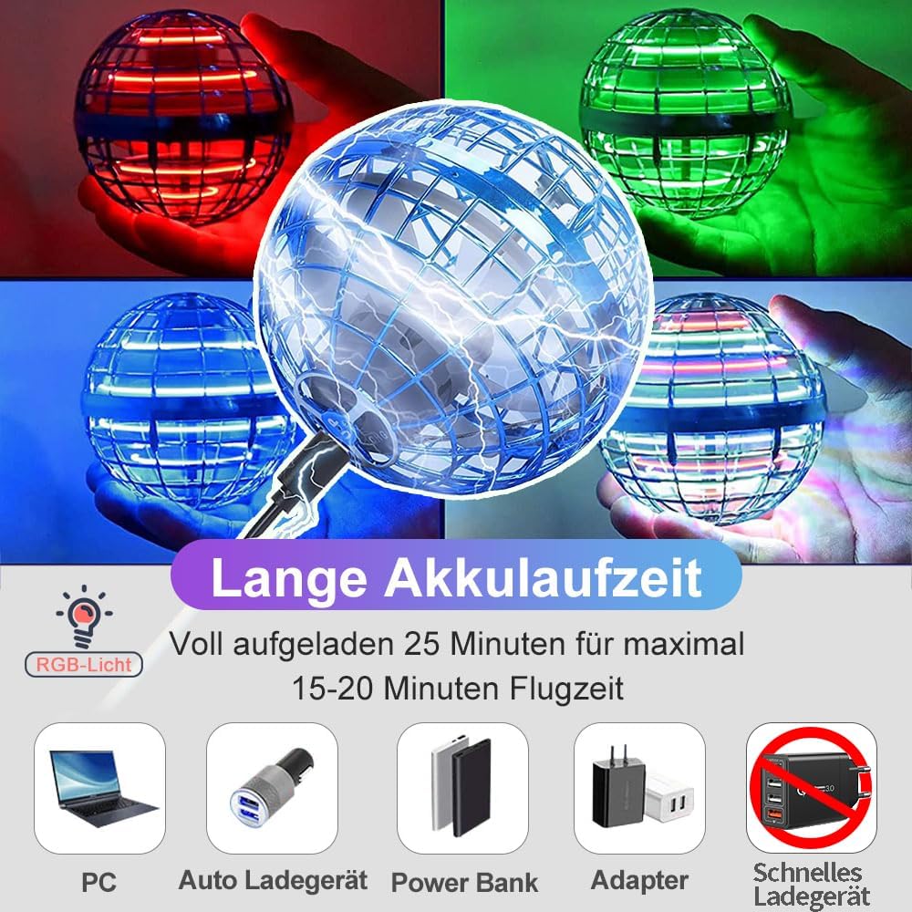 Fliegender Ball mit RGB-Licht, Blau