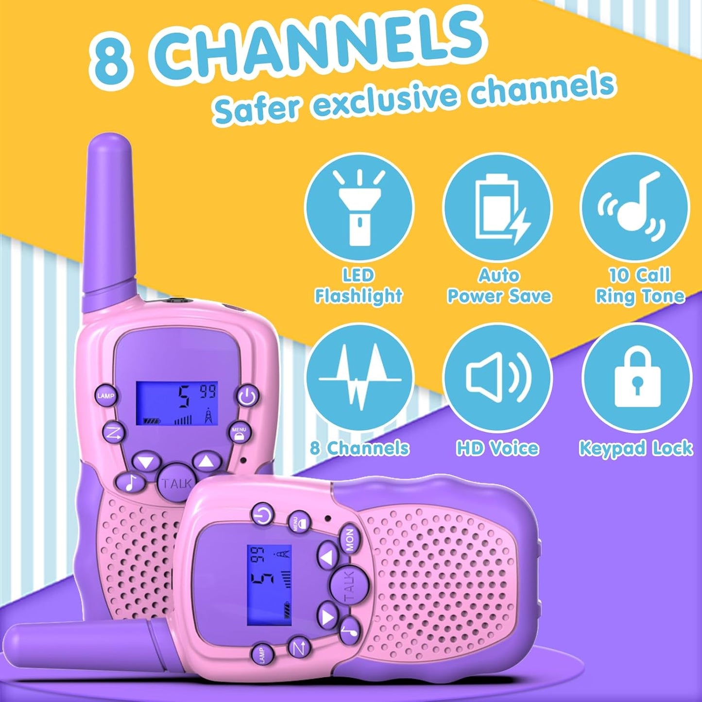 Walkie-Talkie-Set für Kinder, Rosa-Violett