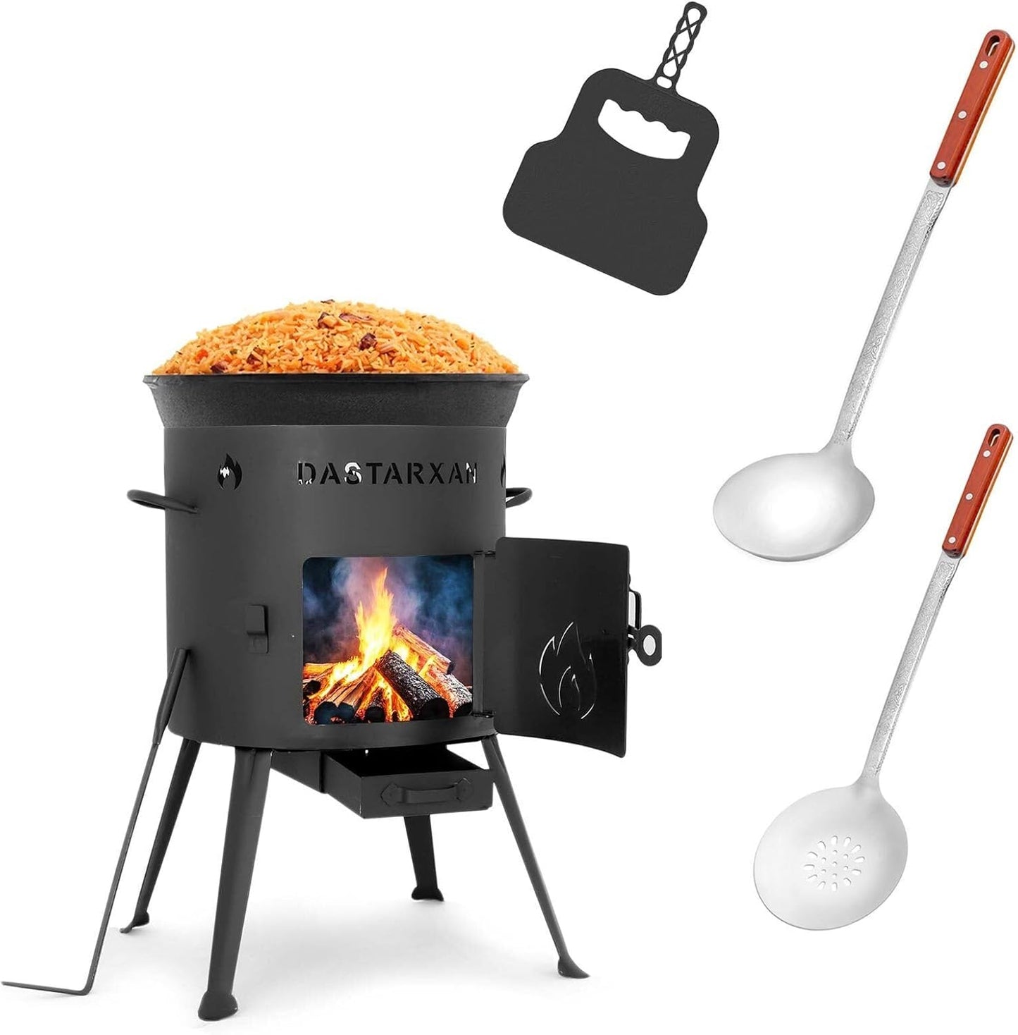 Utschak mit 12L Kasan, Schaumkelle, Suppenkelle & Grillfächer, 12L eben+zubehör