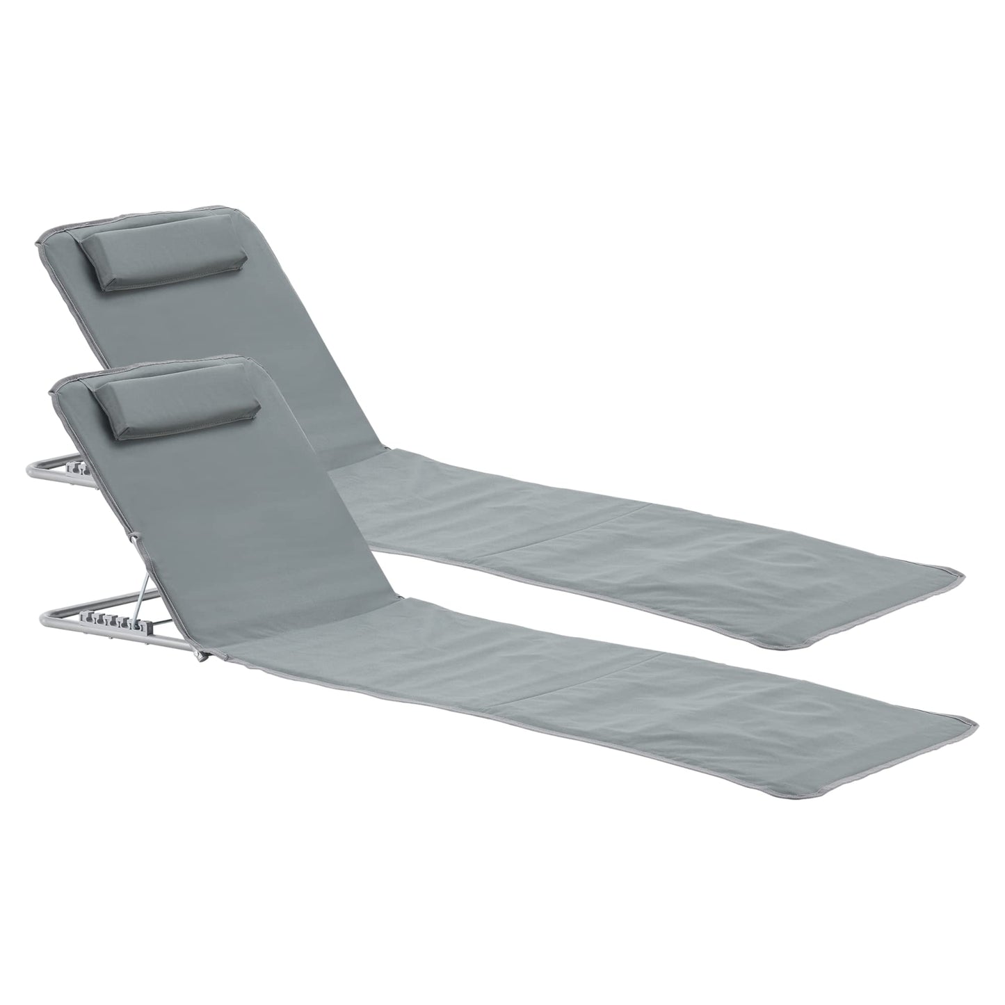 Strandmatten 2er-Set mit verstellbarer Rückenlehne, Dunkelgrau