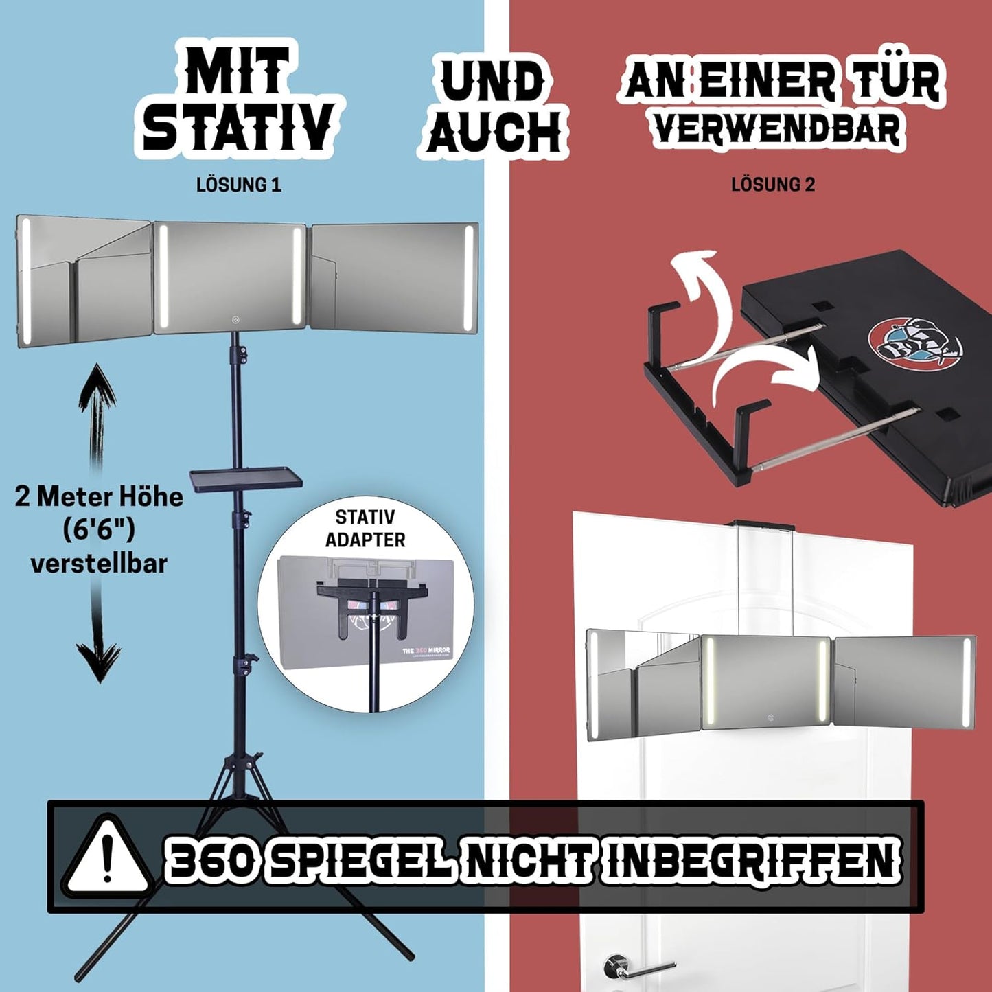 Stativadapter für 360° True Crystal Spiegel, Stativ + Adapter