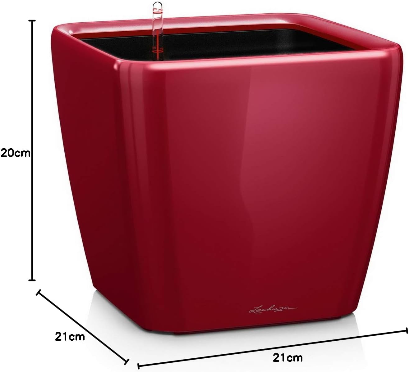 Pflanztopf Quadro Premium LS, 22.5x22.5x20.5 cm Scarlet Rot Hochglanz