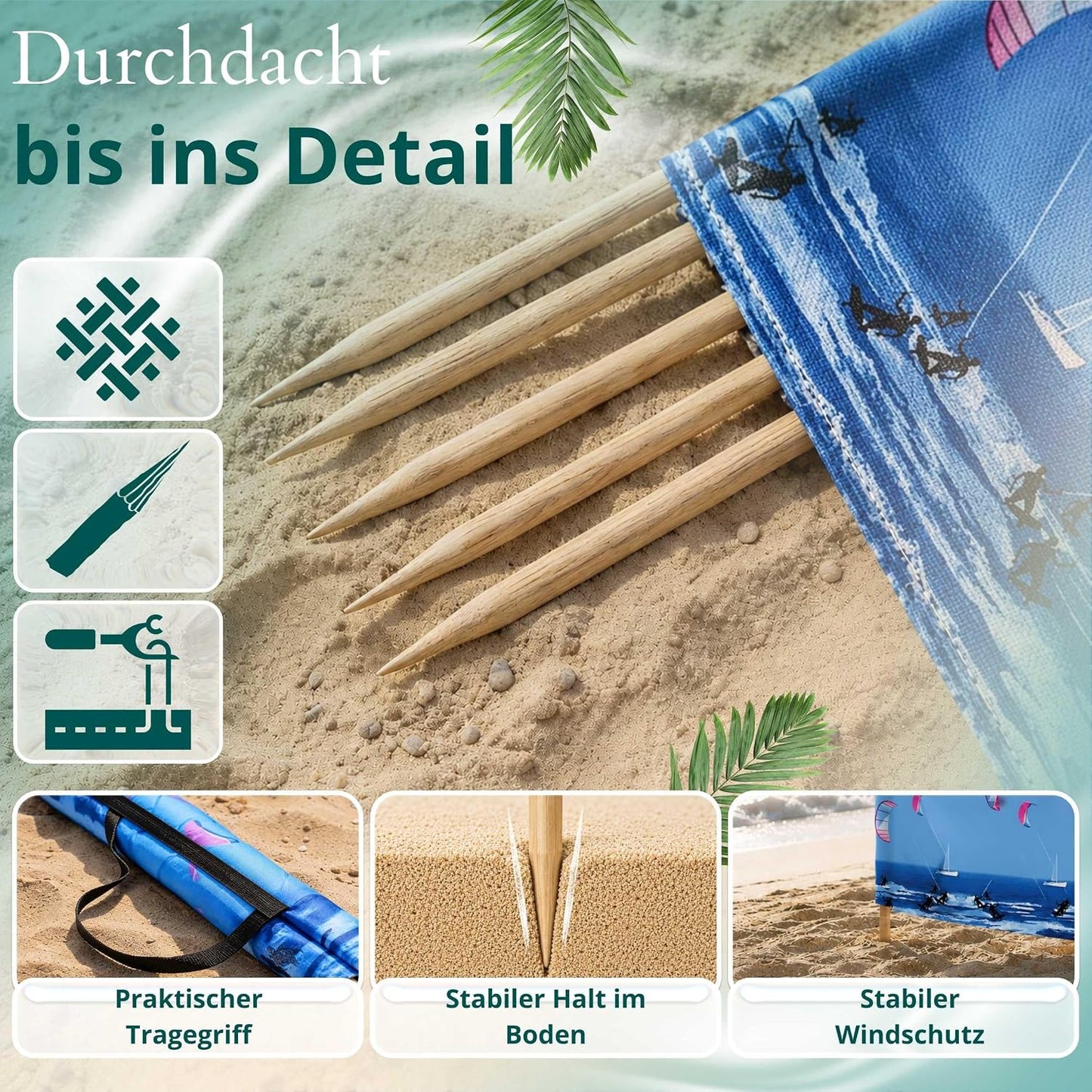 Strandparavent Windschutz, 10m, Design 12 10 m