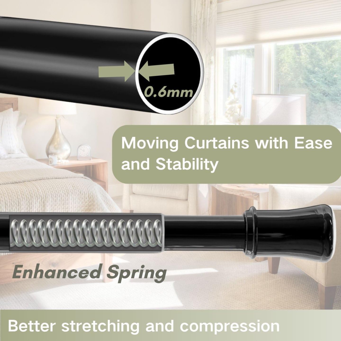 Teleskop-Spannstange ohne Bohren, 50-70 cm, Schwarz 50-70 cm