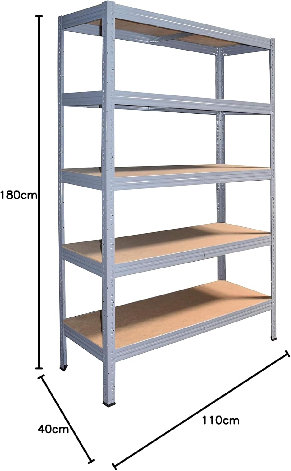 Schwerlastregal mit 5 Böden, H: 180cm / B: 110cm / T: 40cm