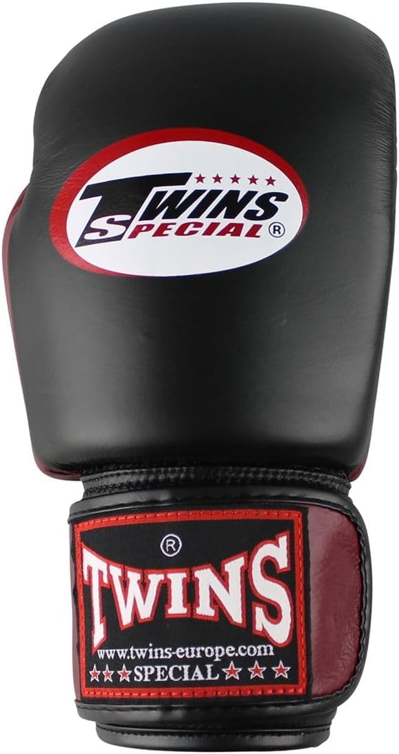Boxhandschuhe Leder, Schwarz/Weinrot 16 oz