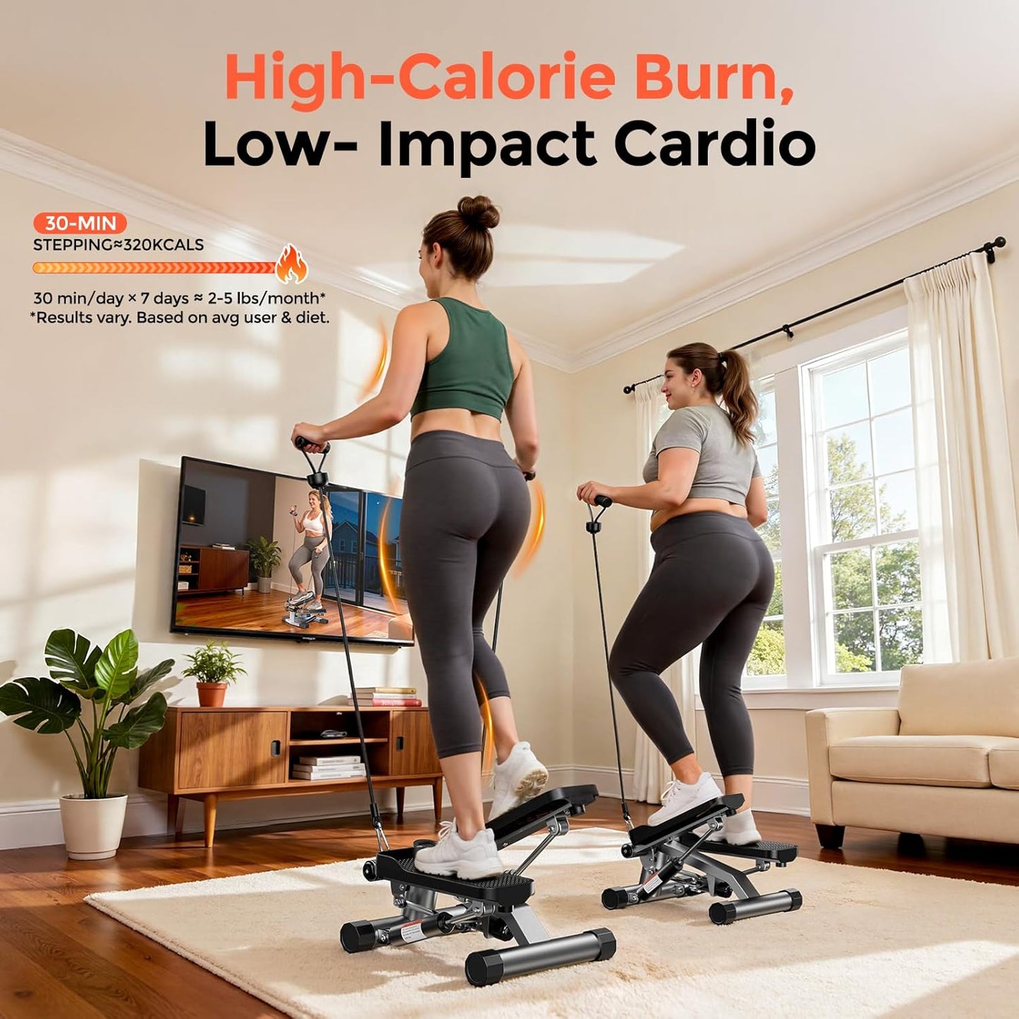 Mini-Stepper mit Power Ropes für Heimtraining, Mini-Stepper