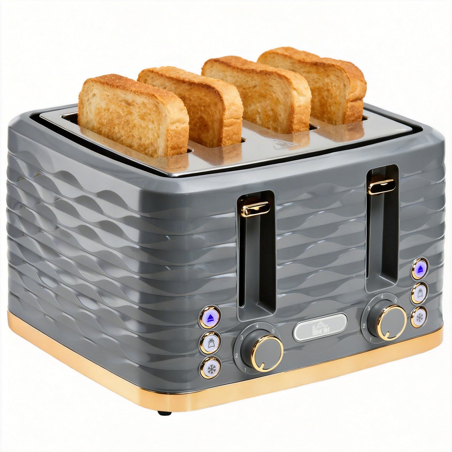 4-Scheiben-Toaster mit 7 Bräunungsstufen, Grau