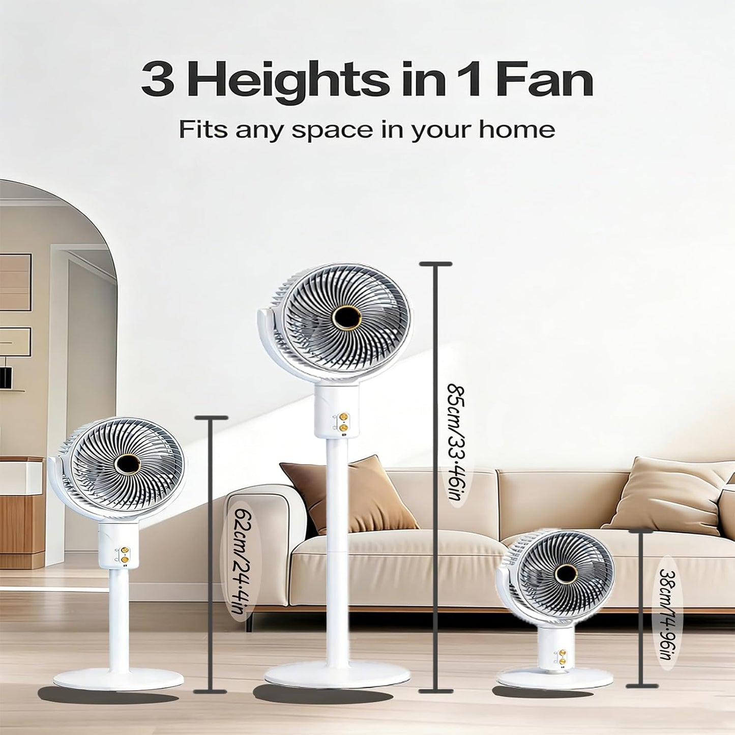 Höhenverstellbarer Standventilator mit Fernbedienung, Weiss