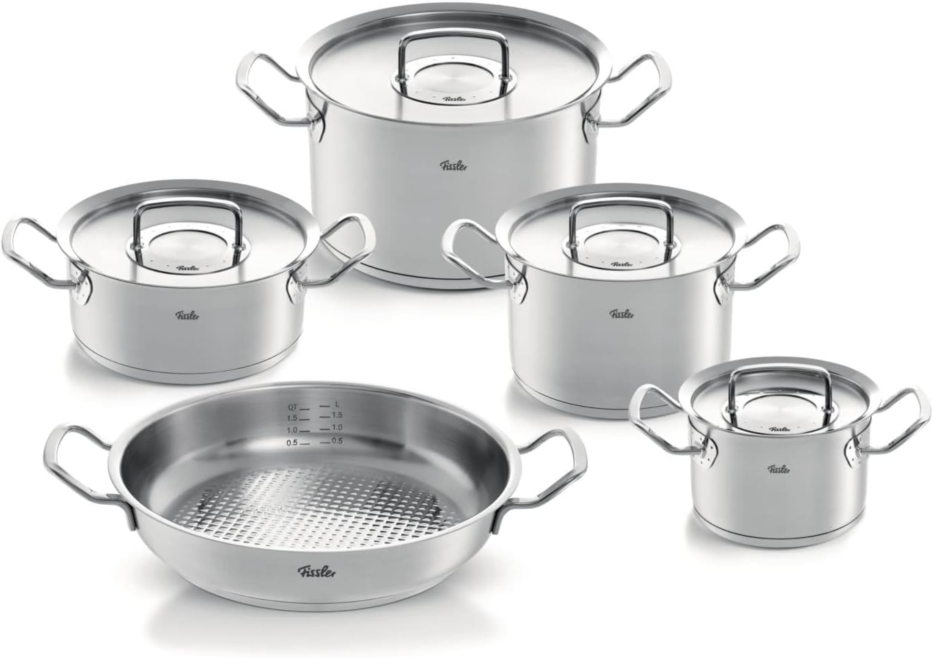 Profi Collection, 5-teilig 3 Kochtöpfe, 1 Bratentopf, 1 Servierpfanne