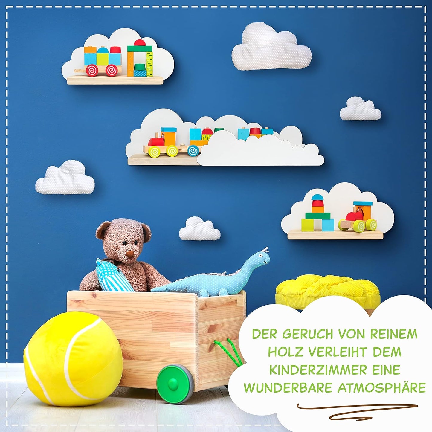 Wolkenförmige Wandregale für Kinderzimmer (3er Set)