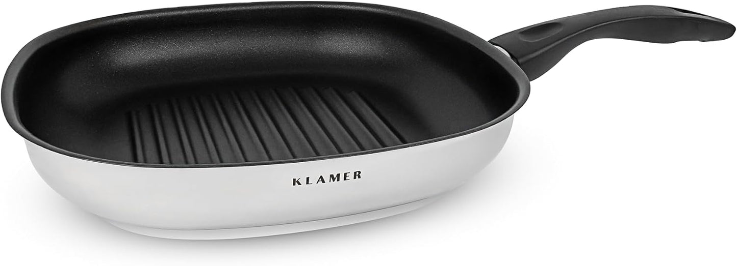 Induktions-Grillpfanne aus Edelstahl, 28 cm