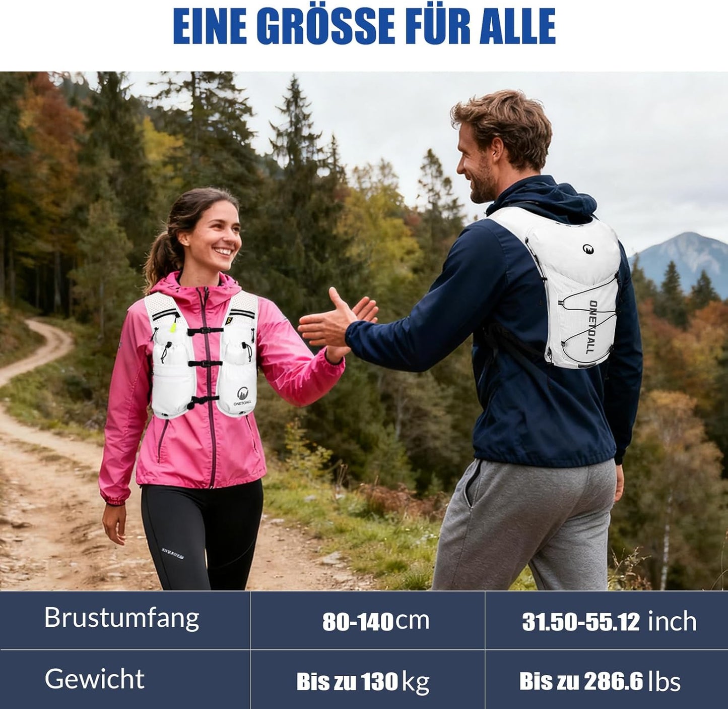 Trinkrucksack, Weiss mit eine 500ml Trinkflasche + eine 2L Trinkblase