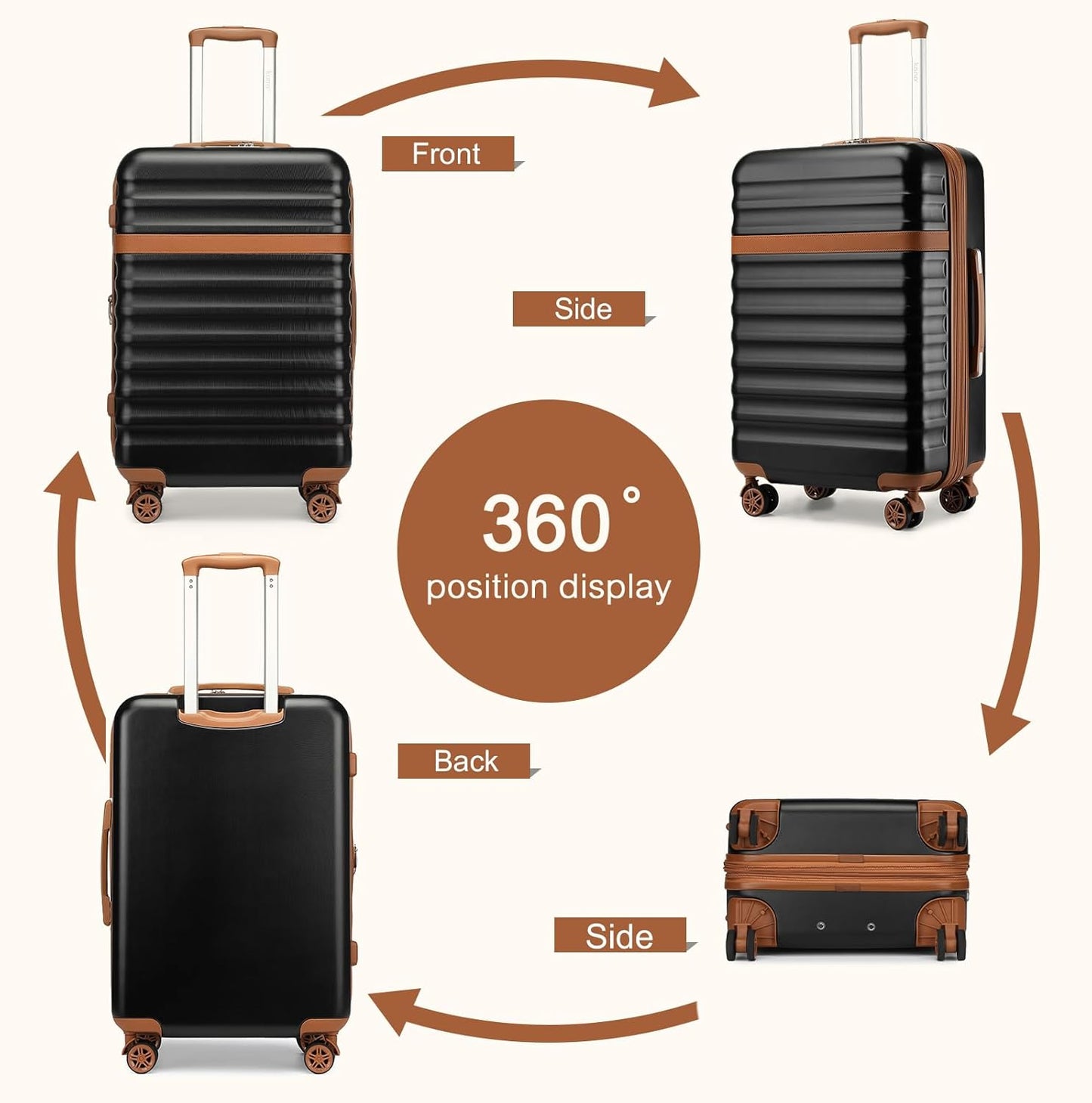 Hartschalen-Reisekoffer, XL(75cm) Schwarz/Braun