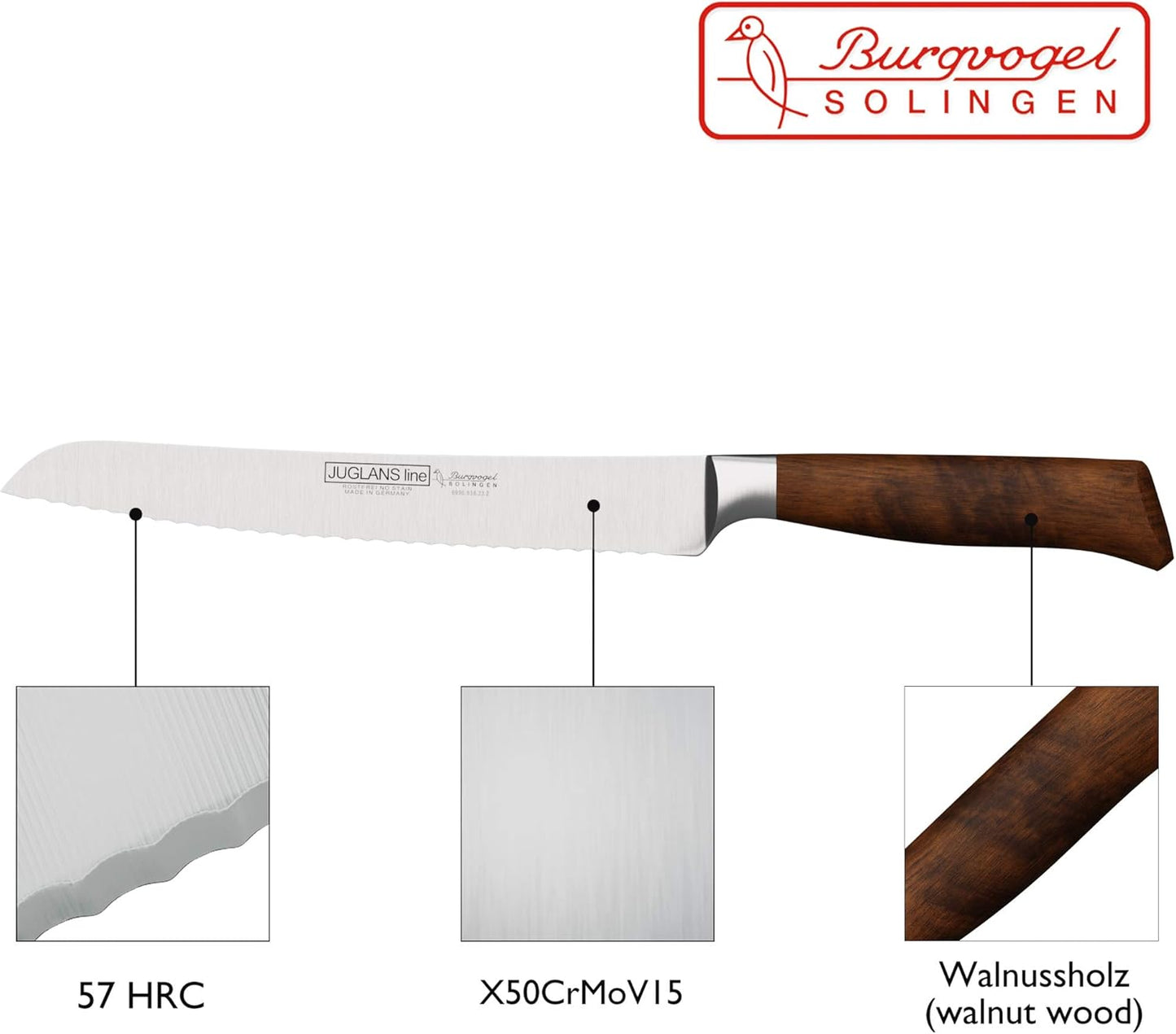 Juglans Brotmesser, 23 cm Brotmesser