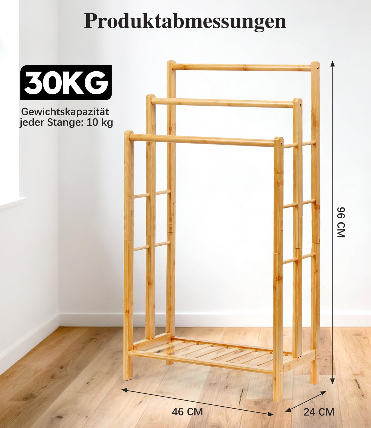 Handtuchständer mit Ablage, 96cm hoch