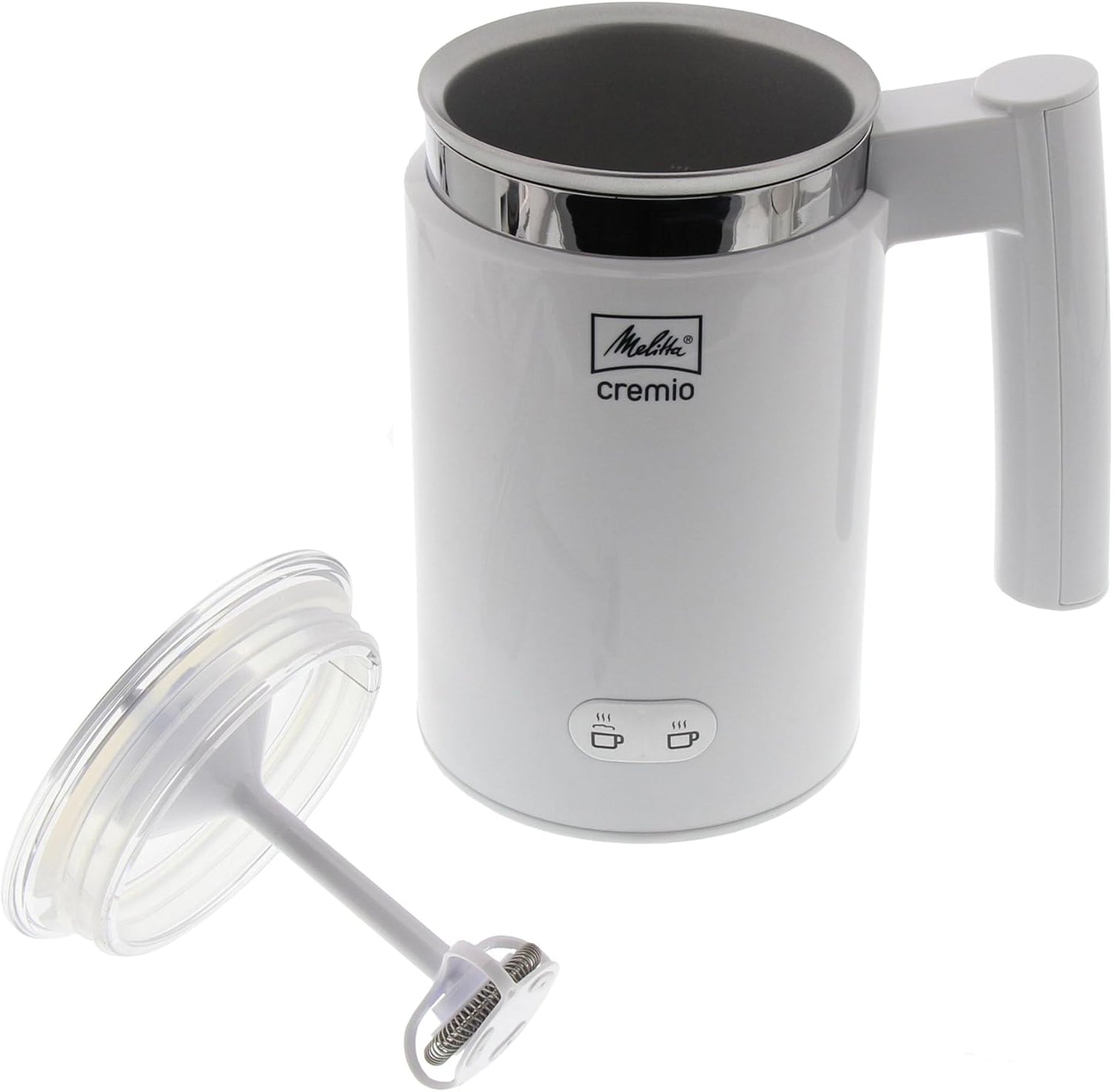 Milchaufschäumer CREMIO für warme & kalte Milch, Weiß/Flyaway Orchidee
