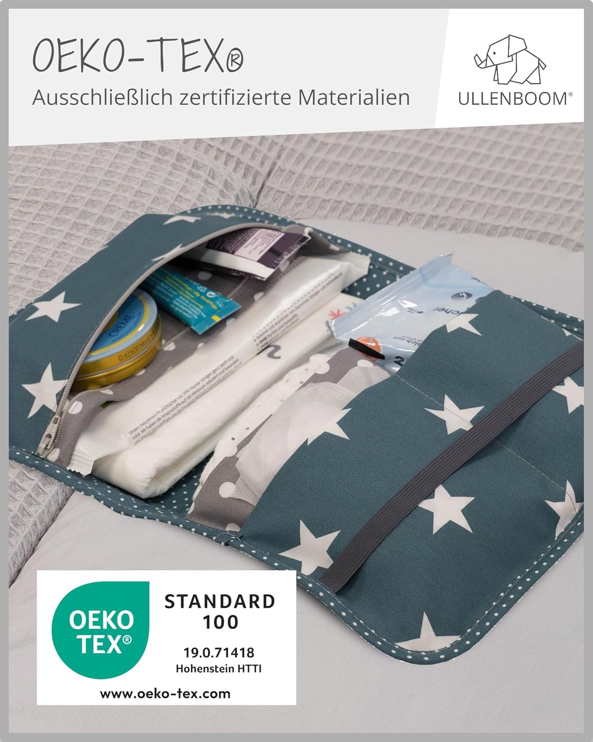 Windeltasche für unterwegs, Waldtiere Petrol 18 x 27 cm