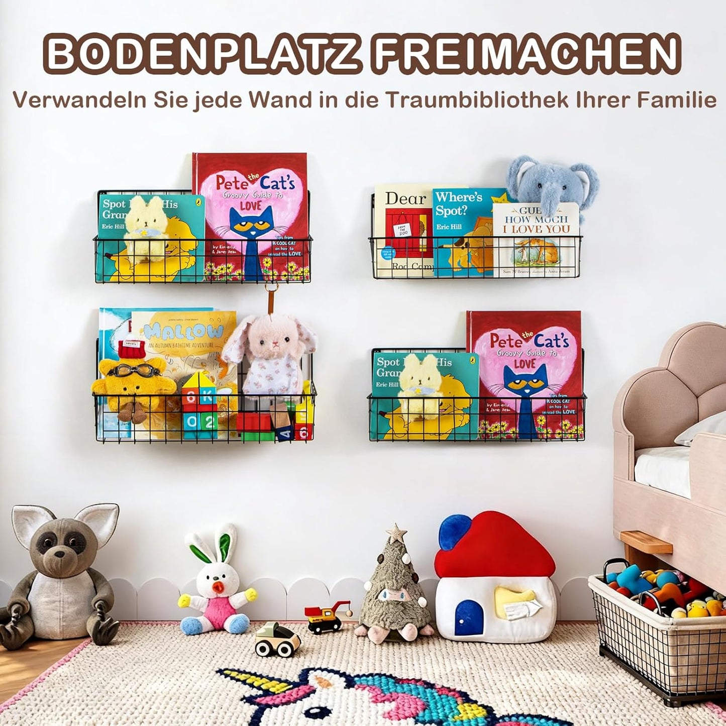 Wandregal-Set für Bücher, Schwarz