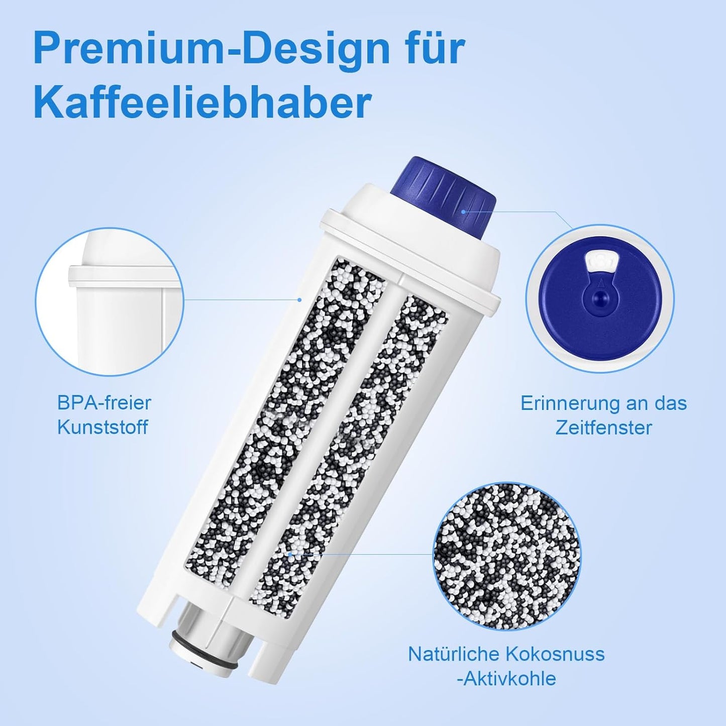 Ersatz-Wasserfilter für Delonghi Kaffeevollautomaten (6 Stück), 6