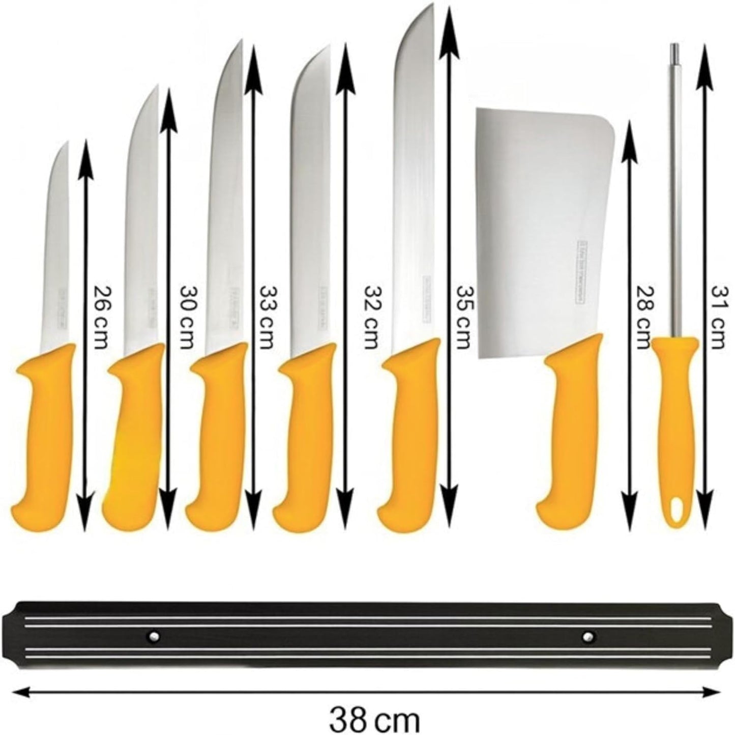 8-teiliges Profi Fleischermesser-Set mit Magnetstreifen, 8 Messer