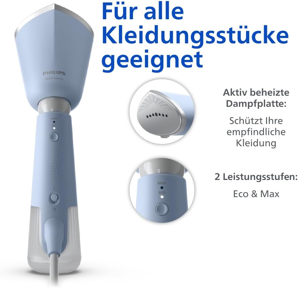 Dampfglätter, 2x Zubehör, himmelblau