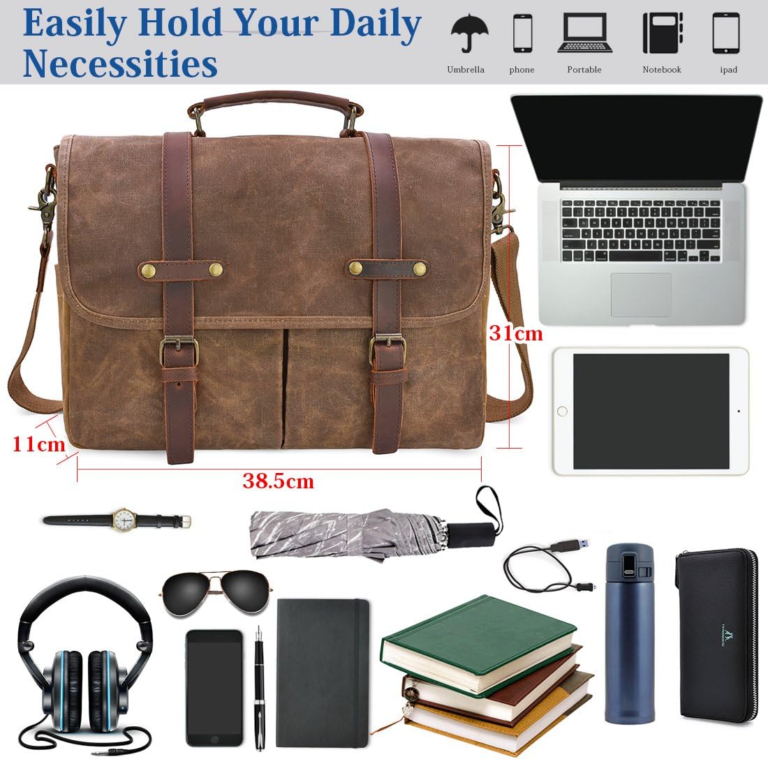 Laptoptasche wasserdicht 15.6" Vintage, Braun