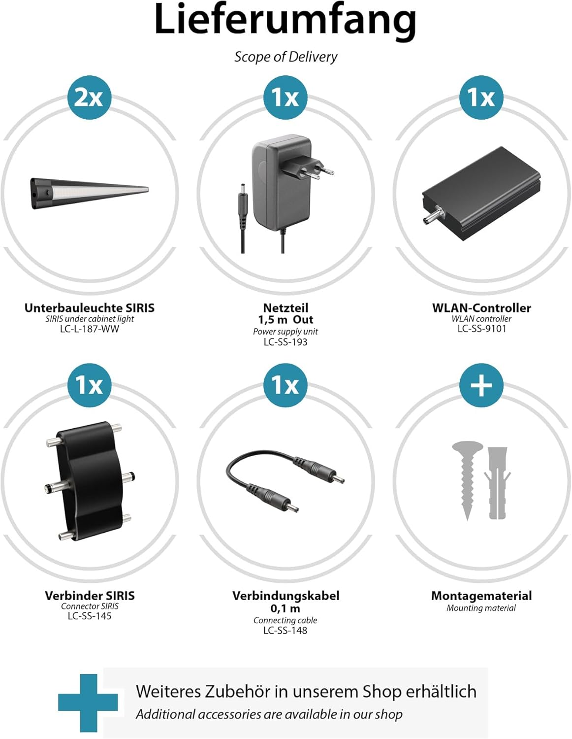 Smarte LED Unterbauleuchte SIRIS, 2er Set, 2er Set