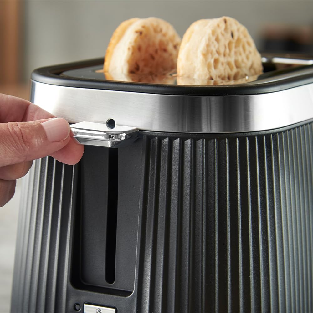 Toaster für 2 Scheiben mit Brötchenaufsatz, 2 Scheiben Schwarz