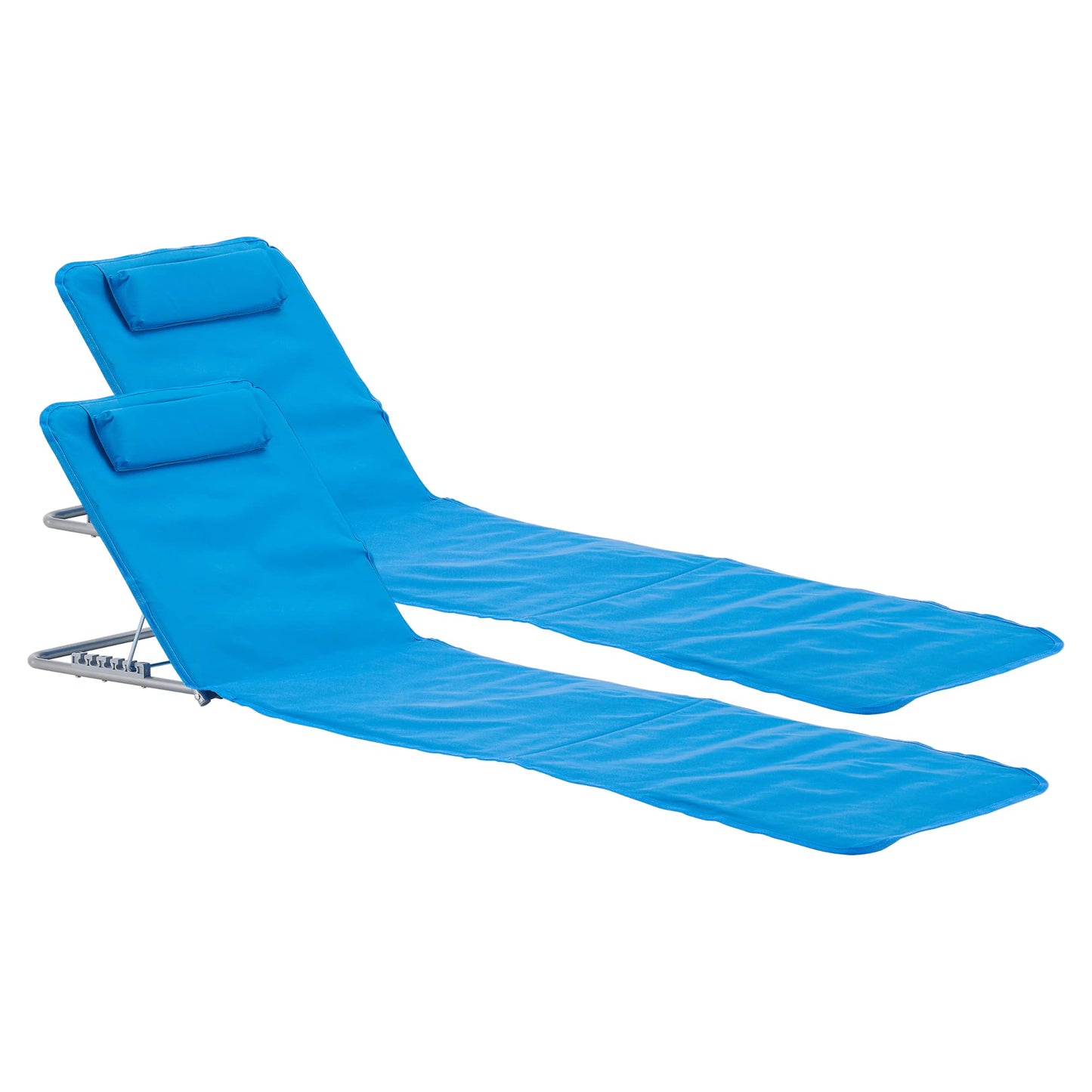 Strandmatte 2er-Set mit verstellbarer Rückenlehne, Blau