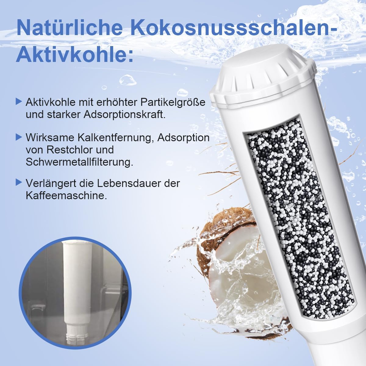 6-teiliges Wasserfilterpatronen-Set für Kaffeemaschinen, 6 Stück