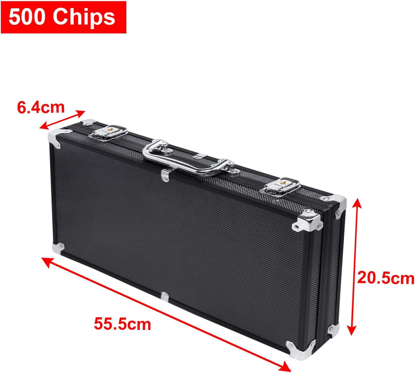Pokerset im Aluminiumkoffer 500 Chips, Schwarz