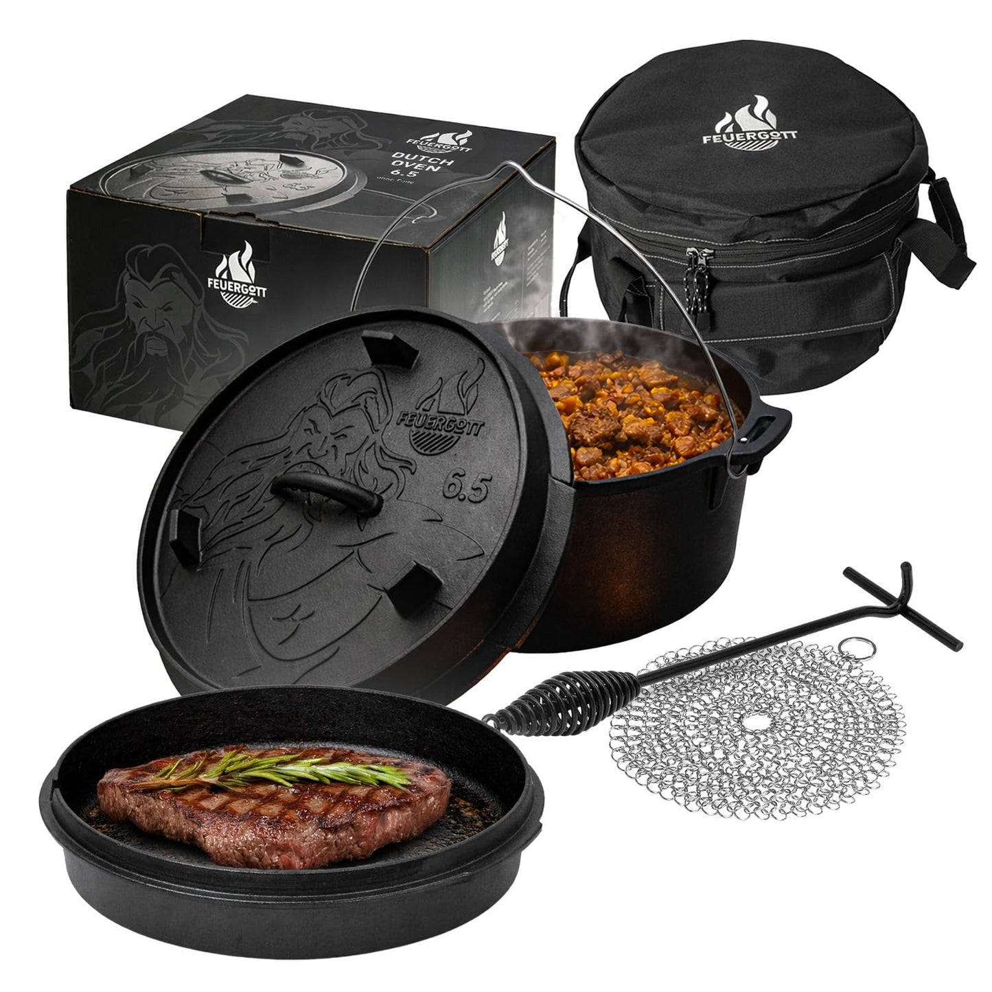 Dutch Oven Set, 6.5 Liter, All Inclusive ohne Standfüsse 6,5 Liter