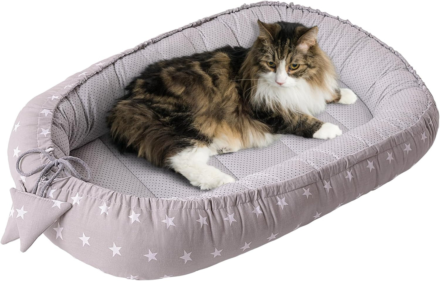 Katzen- und Hundebett, Weiße Sterne