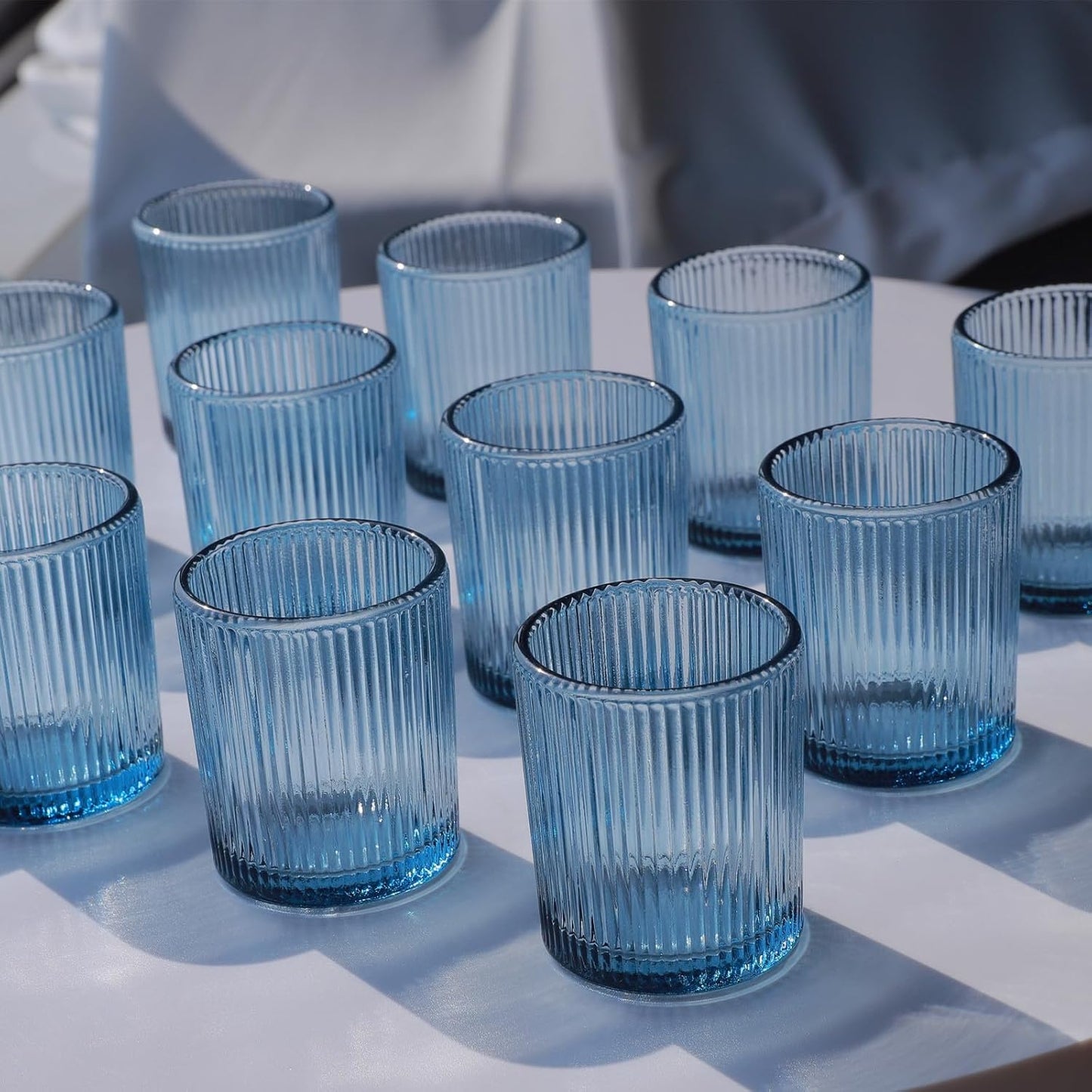 Teelichthalter-Set, Glas (12er-Set), Blau