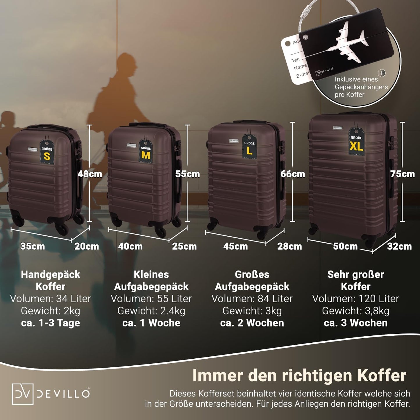 4-teiliges Hartschalenkofferset, Terrabraun (Braun)